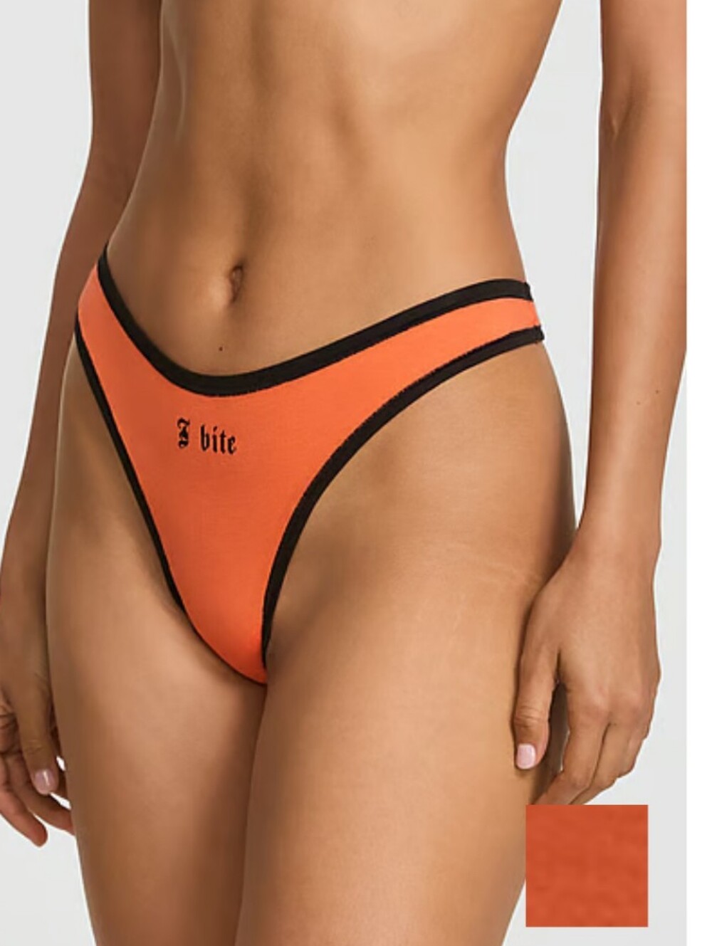 Victoria's Secret PINK Orange "I bite" Thong Panty medium 🆕